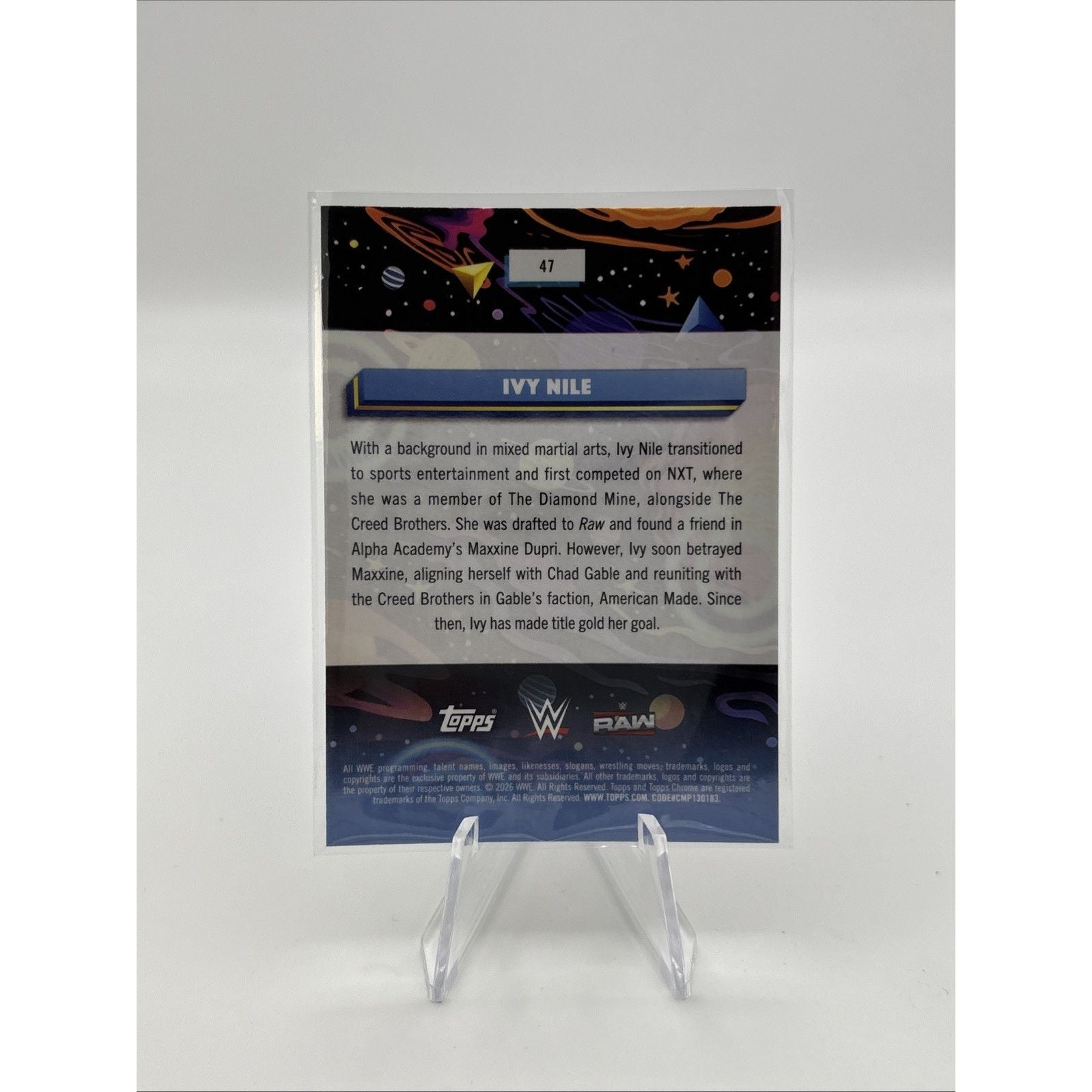 2026 WWE Topps Chrome Cosmic Ivy Nile Pink Nebula Refractor /299