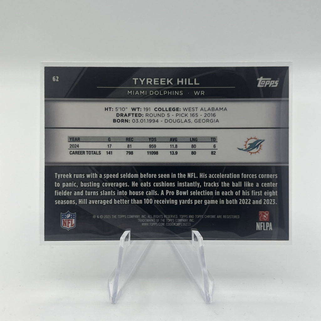 2025 Topps Chrome Black Tyreek Hill Blue Wave Refractor #069/150 Dolphins