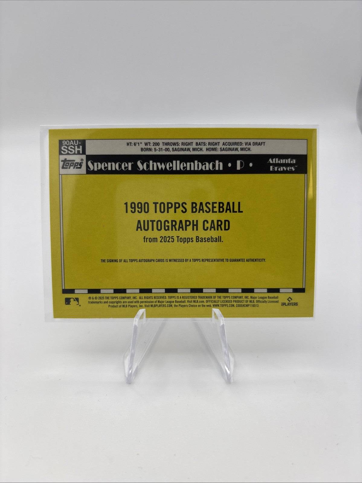 2025 Topps Series 1 - 1990 Topps Baseball Autographs Spencer Schwellenbach