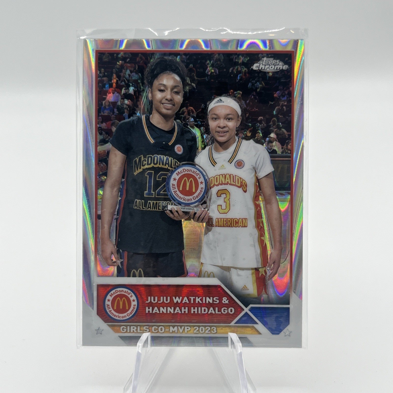 Juju Watkins/Hannah Hidalgo 2023 Topps Chrome McDonald's AA RayWave Refractor
