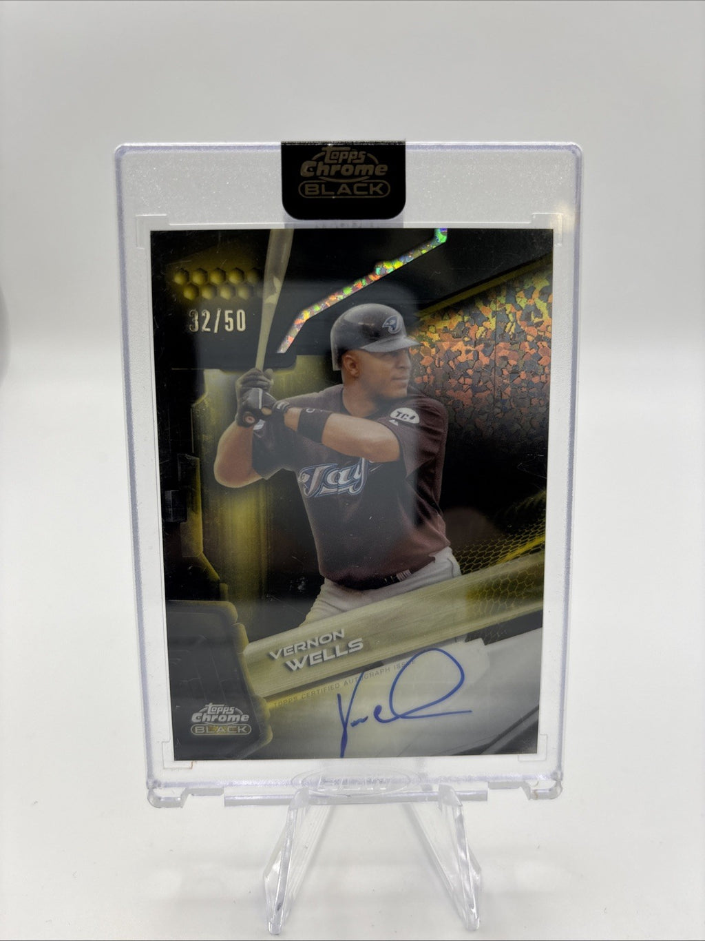 Vernon Wells 2026 Topps Chrome Black GOLD REFRACTOR AUTO /50 Blue Jays