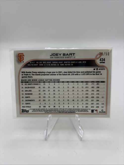 2022 Topps Chrome Sapphire Edition - Joey Bart #434 Gold /50