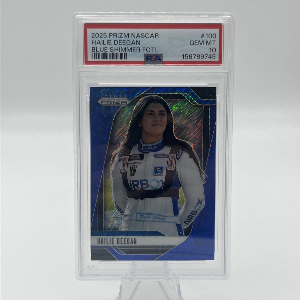 2025 Panini Prizm NASCAR Hailie Deegan Blue Shimmer /10 PSA 10
