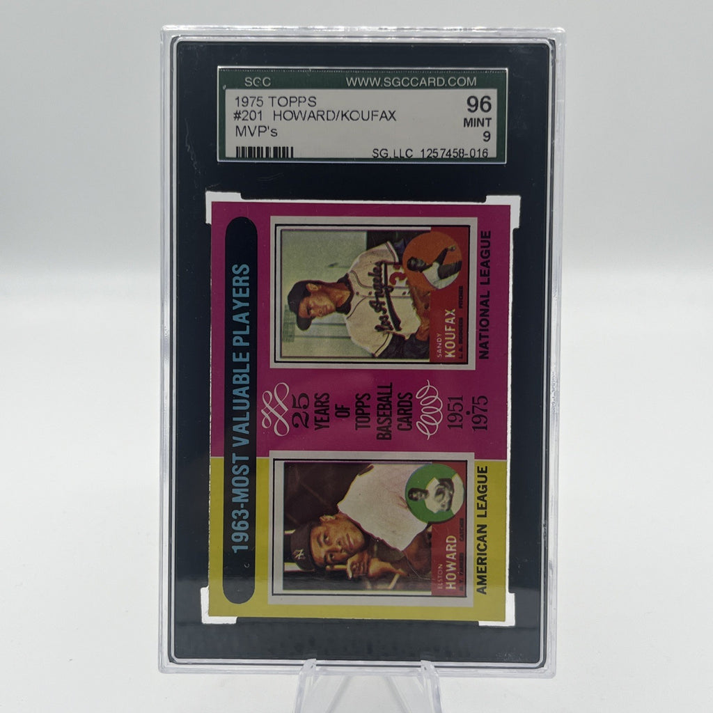 1975 Topps Baseball MINI #201 Sandy Koufax / E Howard SGC 96 MINT Low Pop