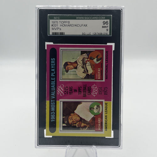 1975 Topps Baseball MINI #201 Sandy Koufax / E Howard SGC 96 MINT Low Pop
