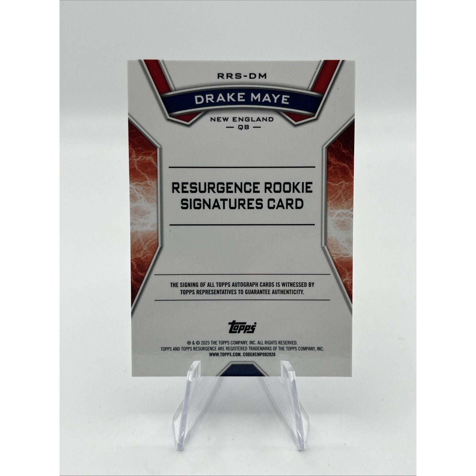 2025 Topps Resurgence Blue Rookie Signatures Auto Drake Maye /99
