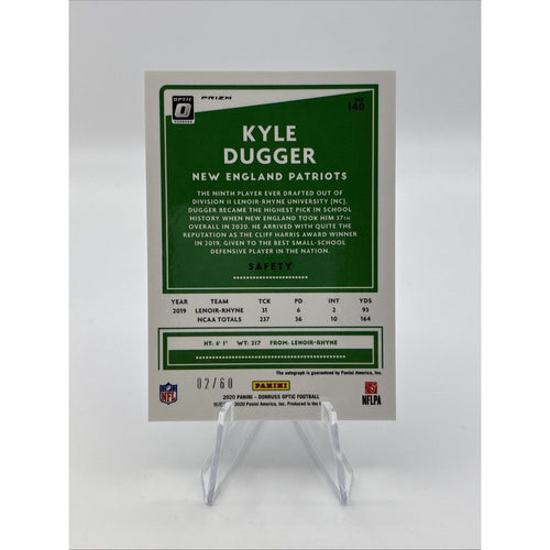 2020 Panini Donruss Optic - Kyle Dugger Blue Auto /60 (RC)