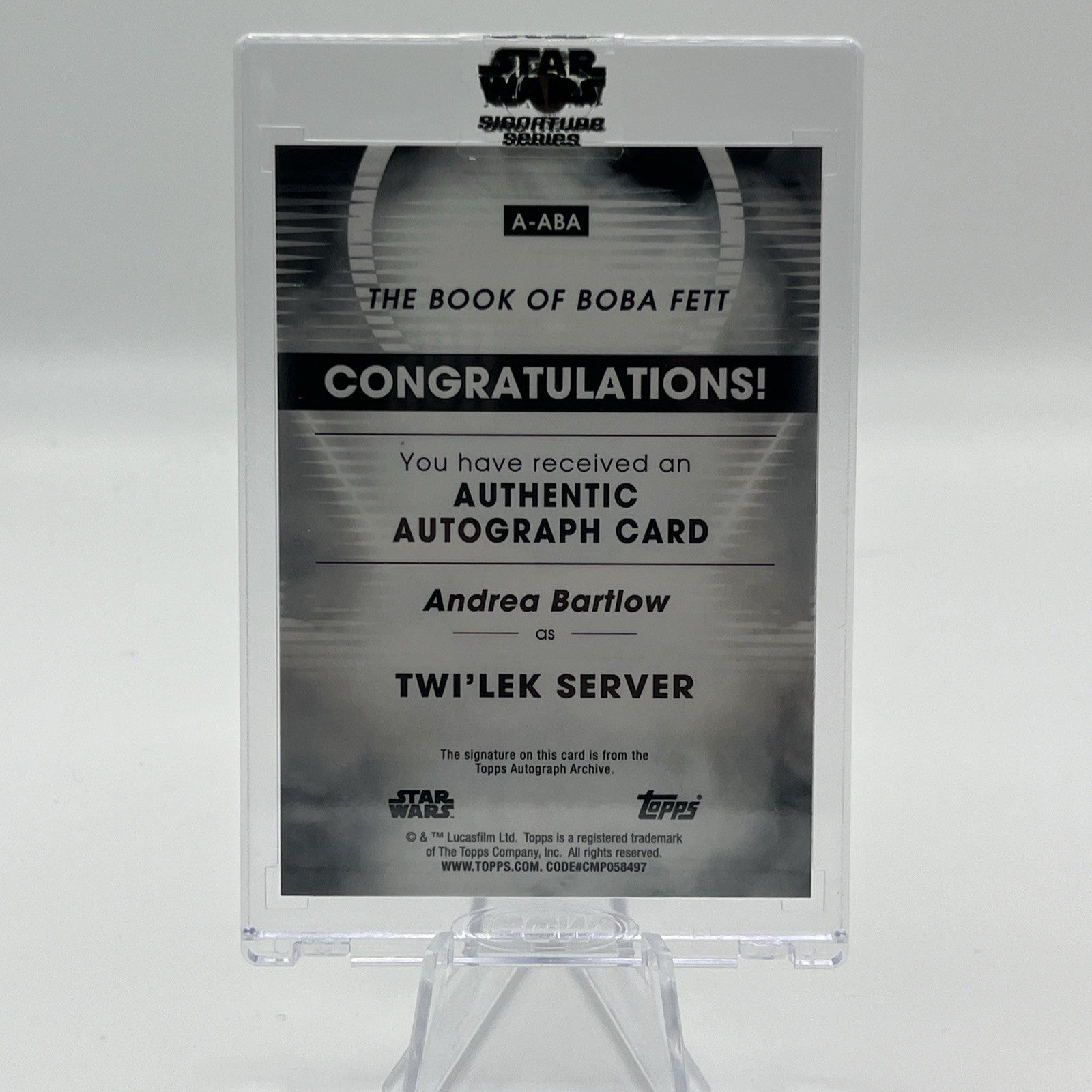 2023 TOPPS STAR WARS SIGNATURE ANDREA BARTLOW AUTO TWI'LEK SERVER BOOK BOBA FETT