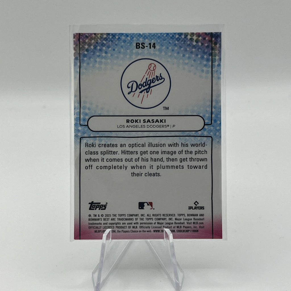 2025 BOWMAN’S BEST MLB #BS-14 Roki Sasaki Dodgers RC Showpieces Refractor
