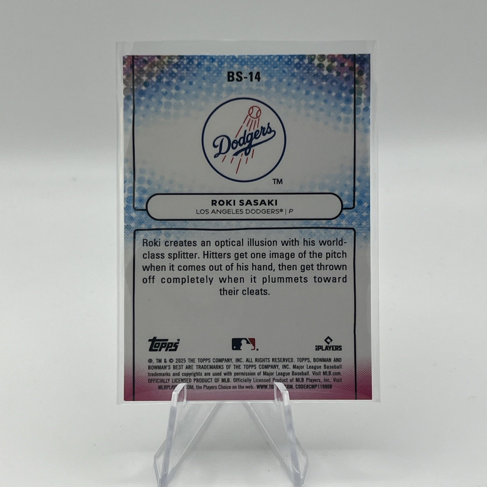 2025 BOWMAN’S BEST MLB #BS-14 Roki Sasaki Dodgers RC Showpieces Refractor