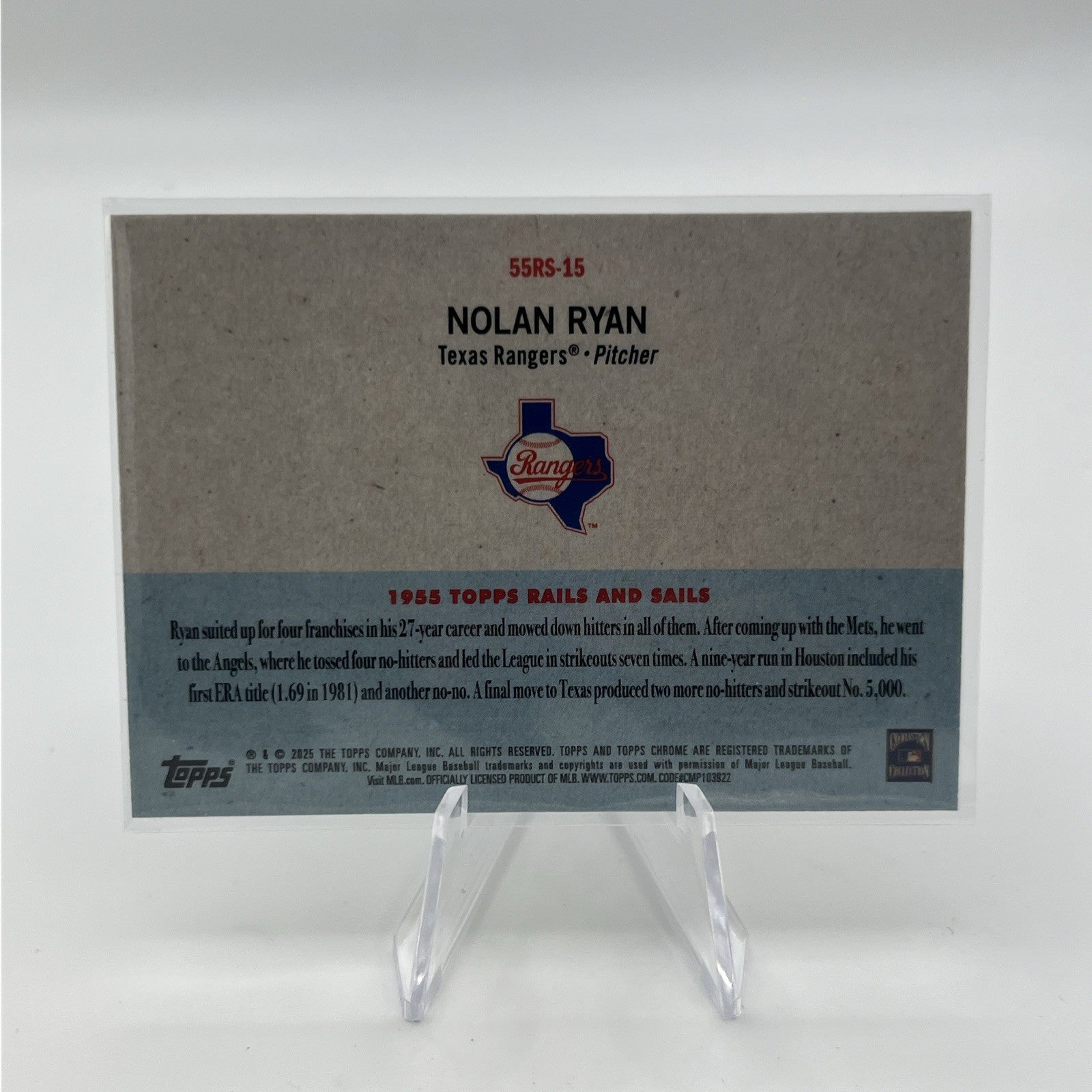 2025 Topps Chrome Platinum - 1955 Rails & Sails - Nolan Ryan #55RS-15