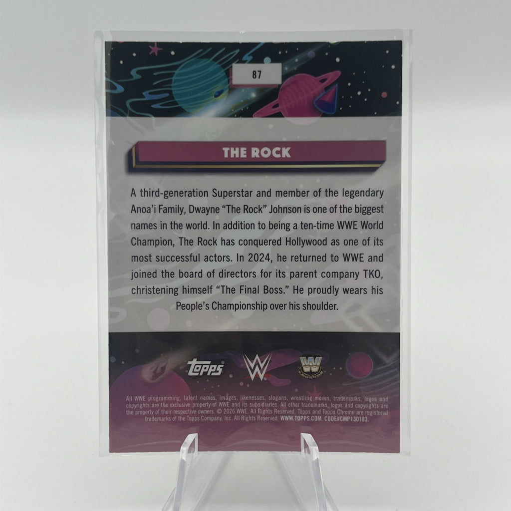 2026 TOPPS COSMIC CHROME WWE Green Space Dust REFRACTOR The Rock #/75