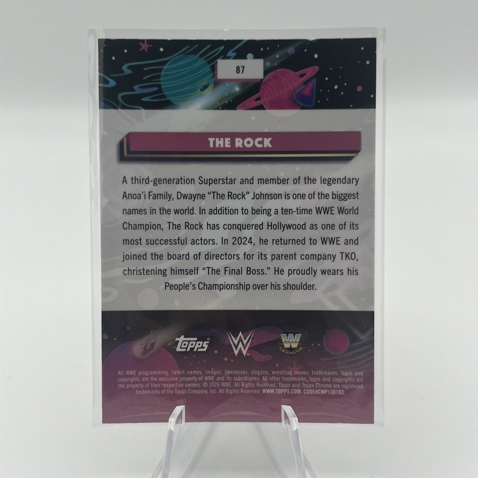 2026 TOPPS COSMIC CHROME WWE Green Space Dust REFRACTOR The Rock #/75