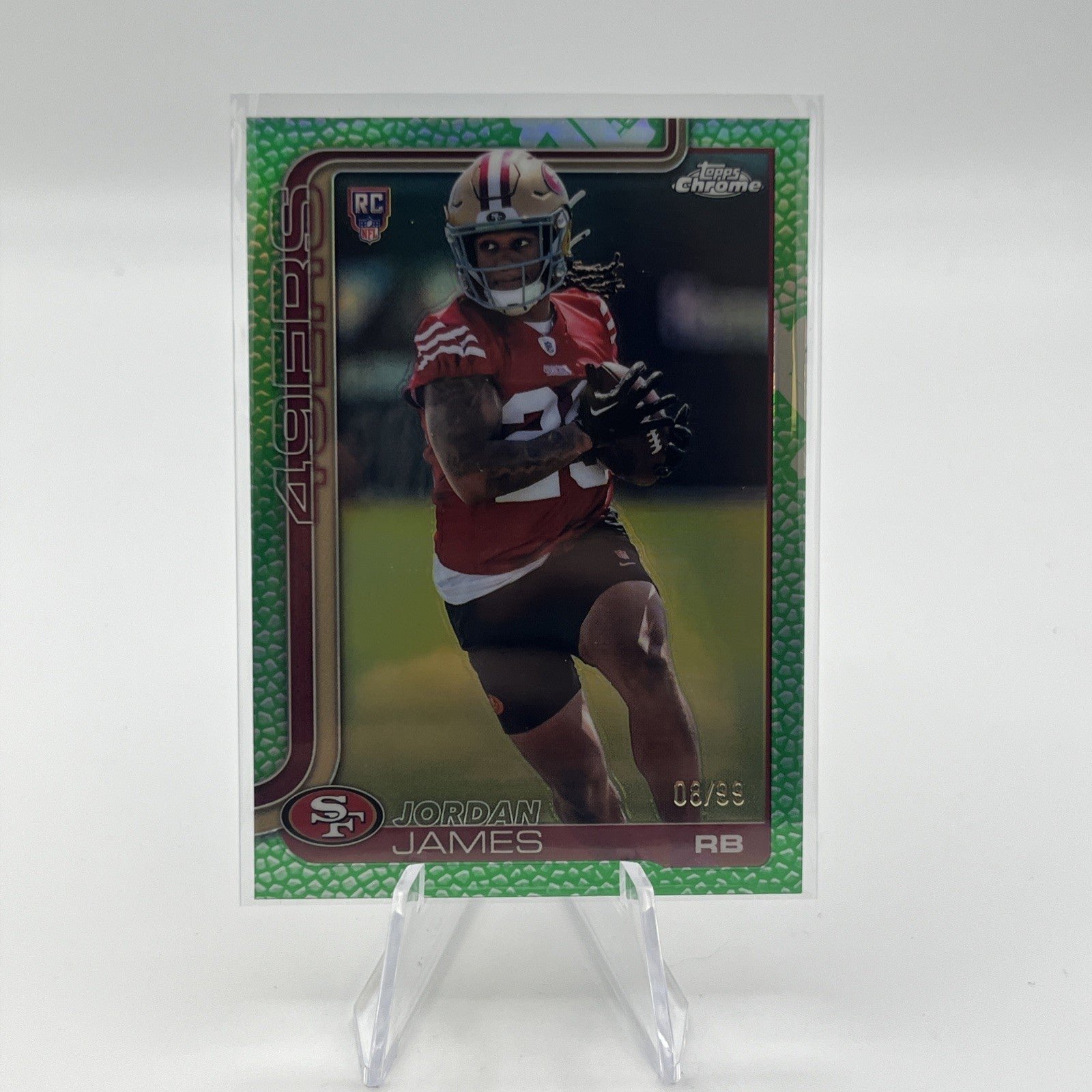 2025 Topps Chrome Jordan James Green Leather Refractor /99