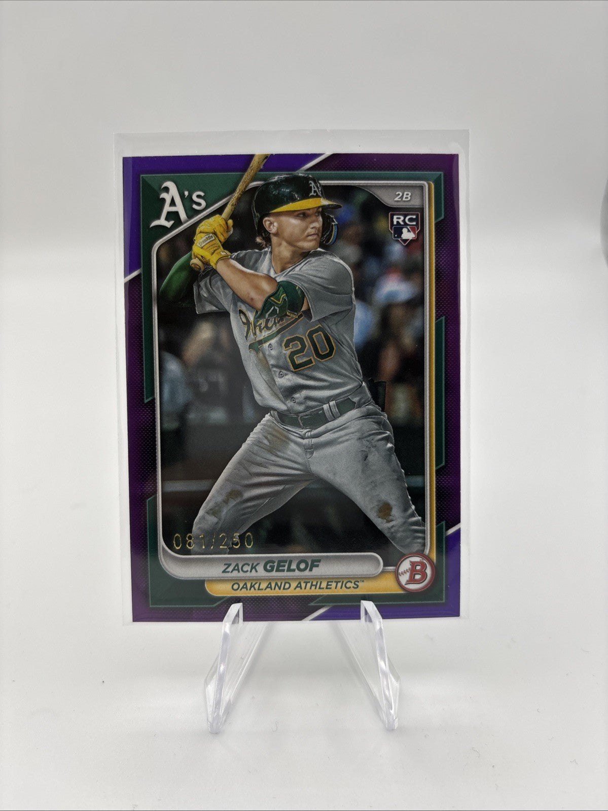 2024 Bowman Chrome #14 Zack Gelof Purple Parallel /250 (RC)