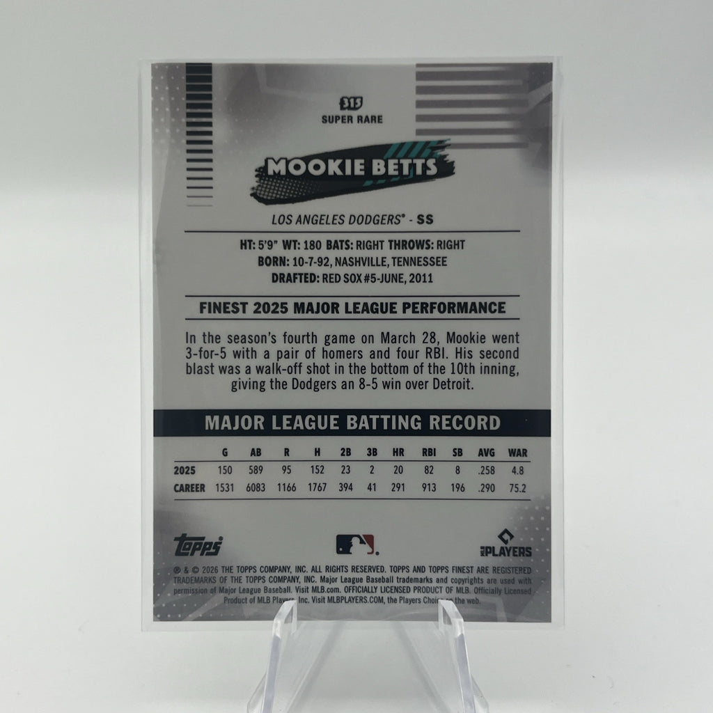 2026 Topps Finest Baseball Mookie Betts Super Rare Variation SSP