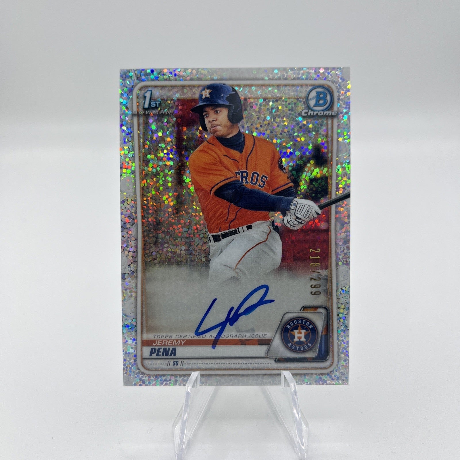 2020 Bowman Chrome Jeremy Pena 1st Prospect Speckle Auto Autograph #CPA-JP /299