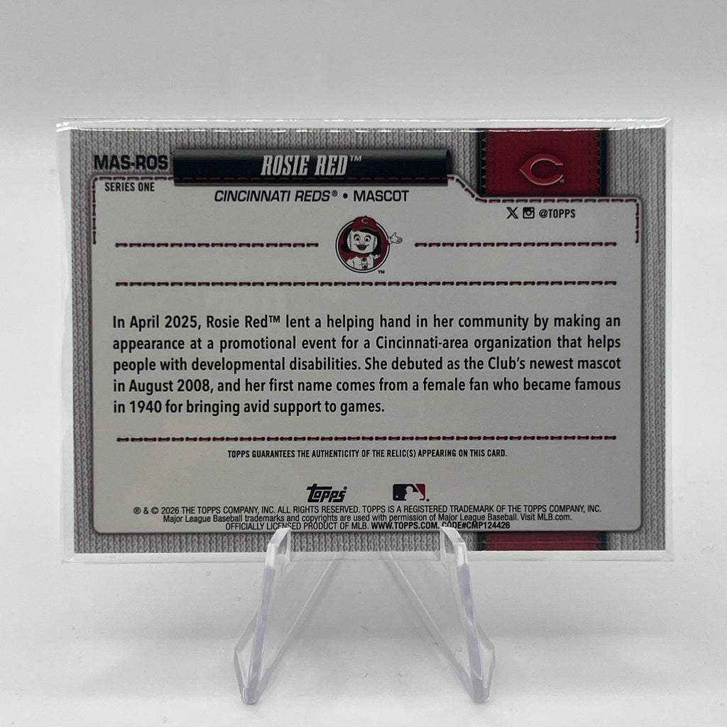 2026 Topps Series 1 Rosie Red Mascot Relic Cincinnati Reds Celebration Patch