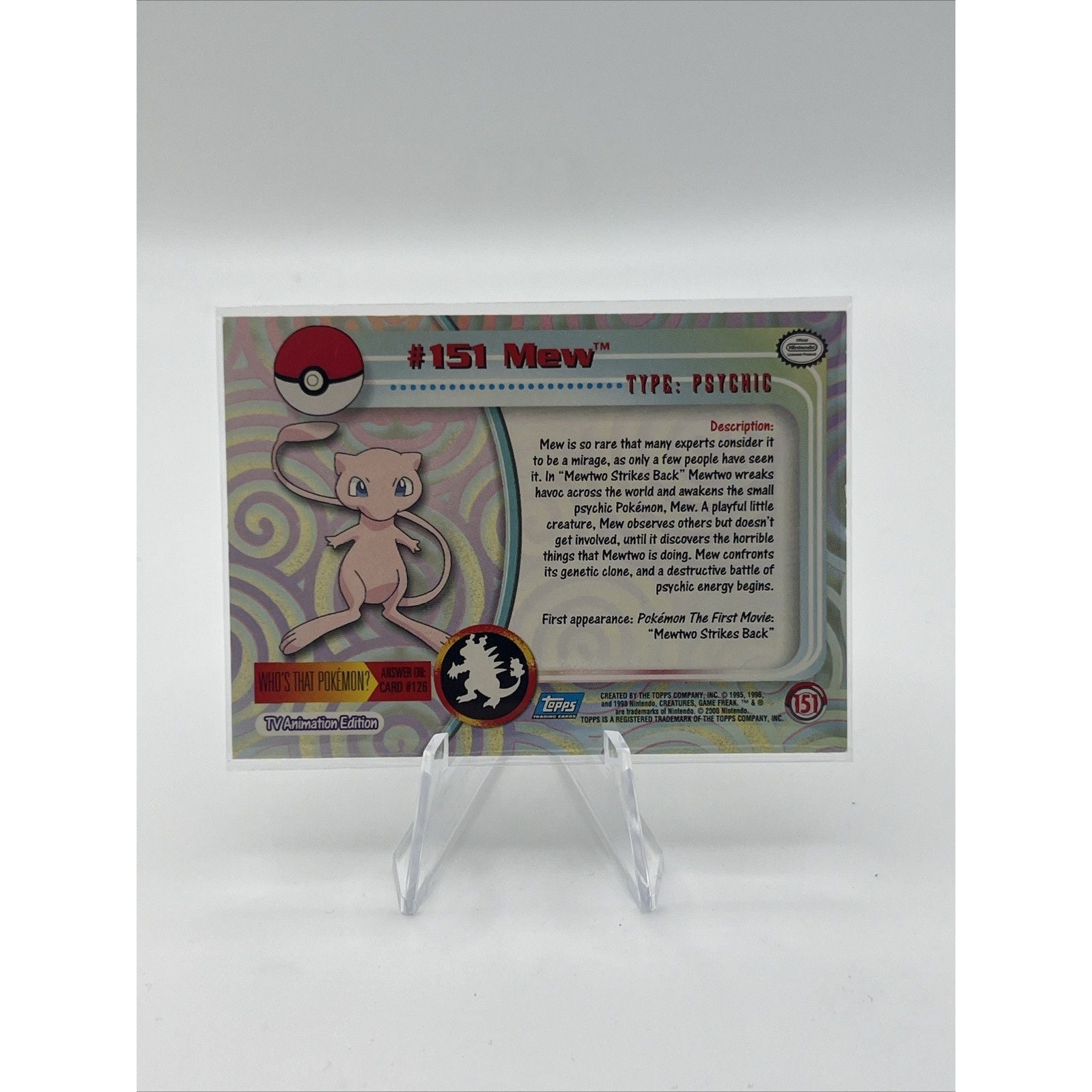 2000 Topps Pokemon Series 3 #151 Mew Blue Logo 1st Edition TV Animation