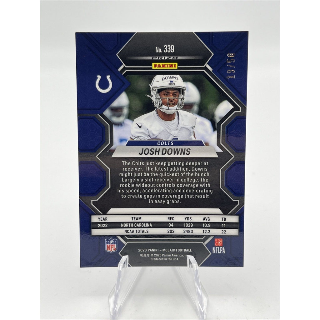 2023 Panini Mosaic Josh Downs PURPLE No Huddle Disco Prizm /50 Rookie