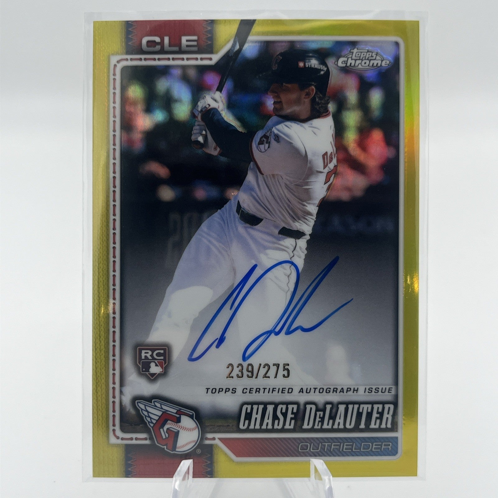2026 topps chrome chase delauter Yellow Rookie Refractor Auto /275 Autograph