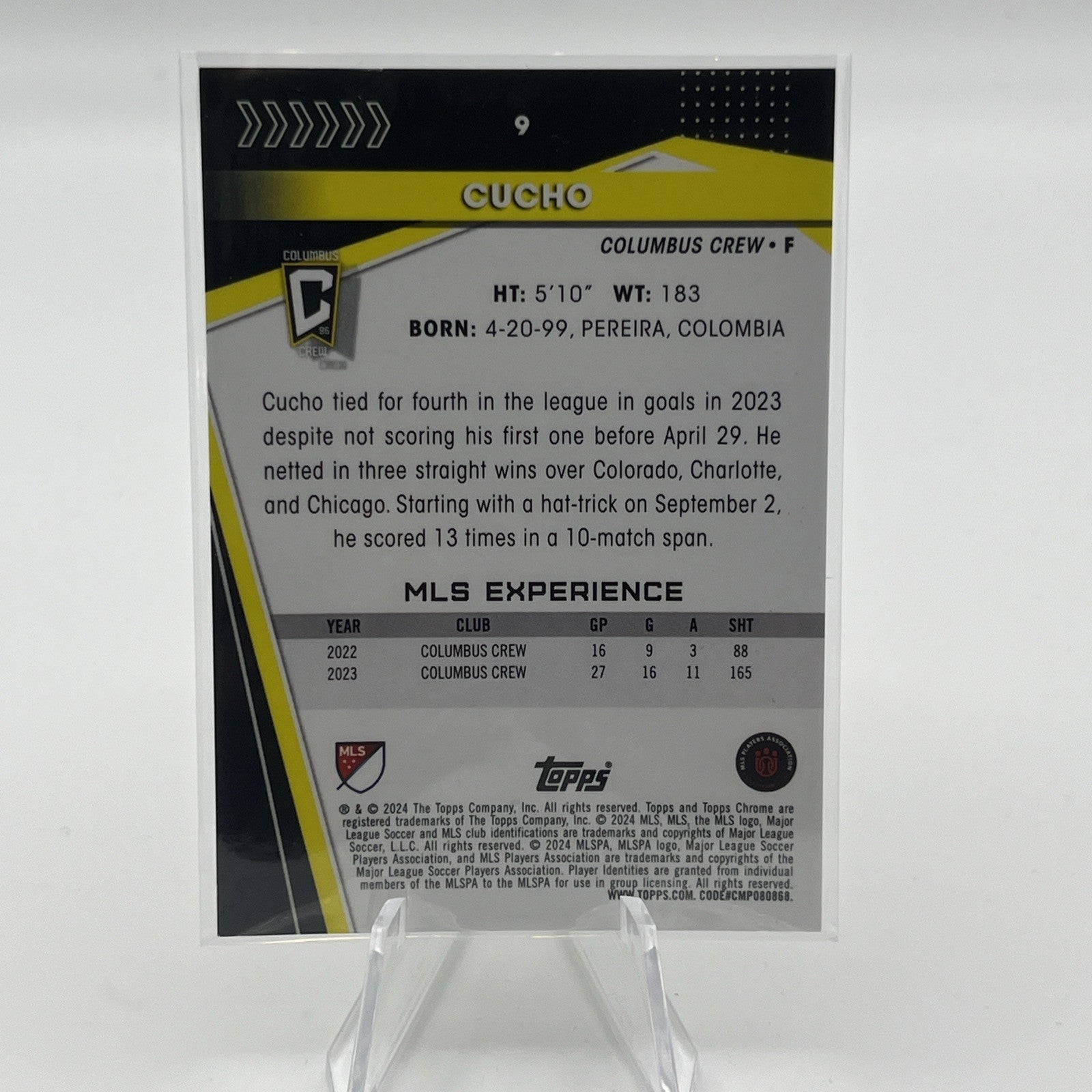 2024 Topps Chrome Sapphire MLS Cucho /25 Orange Refractor SSP Soccer Futbol