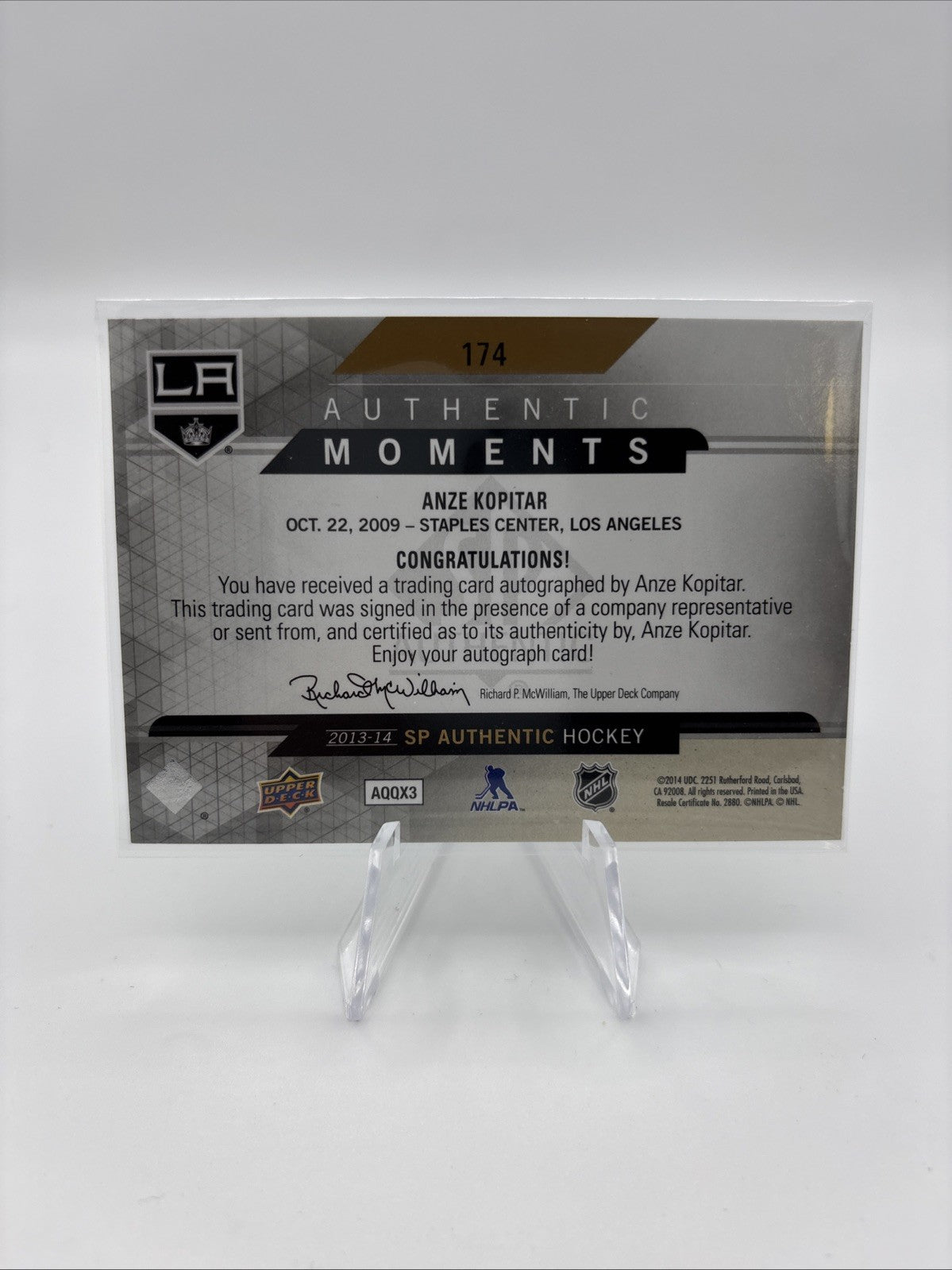 2013-14 SP Authentic - Authentic Moments Anze Kopitar #174 Autographs (AU)