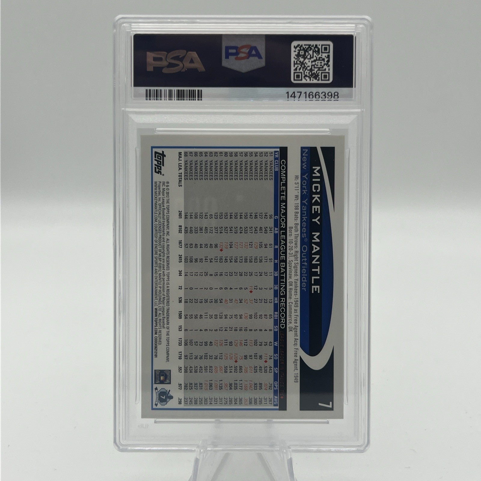 2012 Topps Mickey Mantle Error 3B Twice Gold Sparkle PSA 9