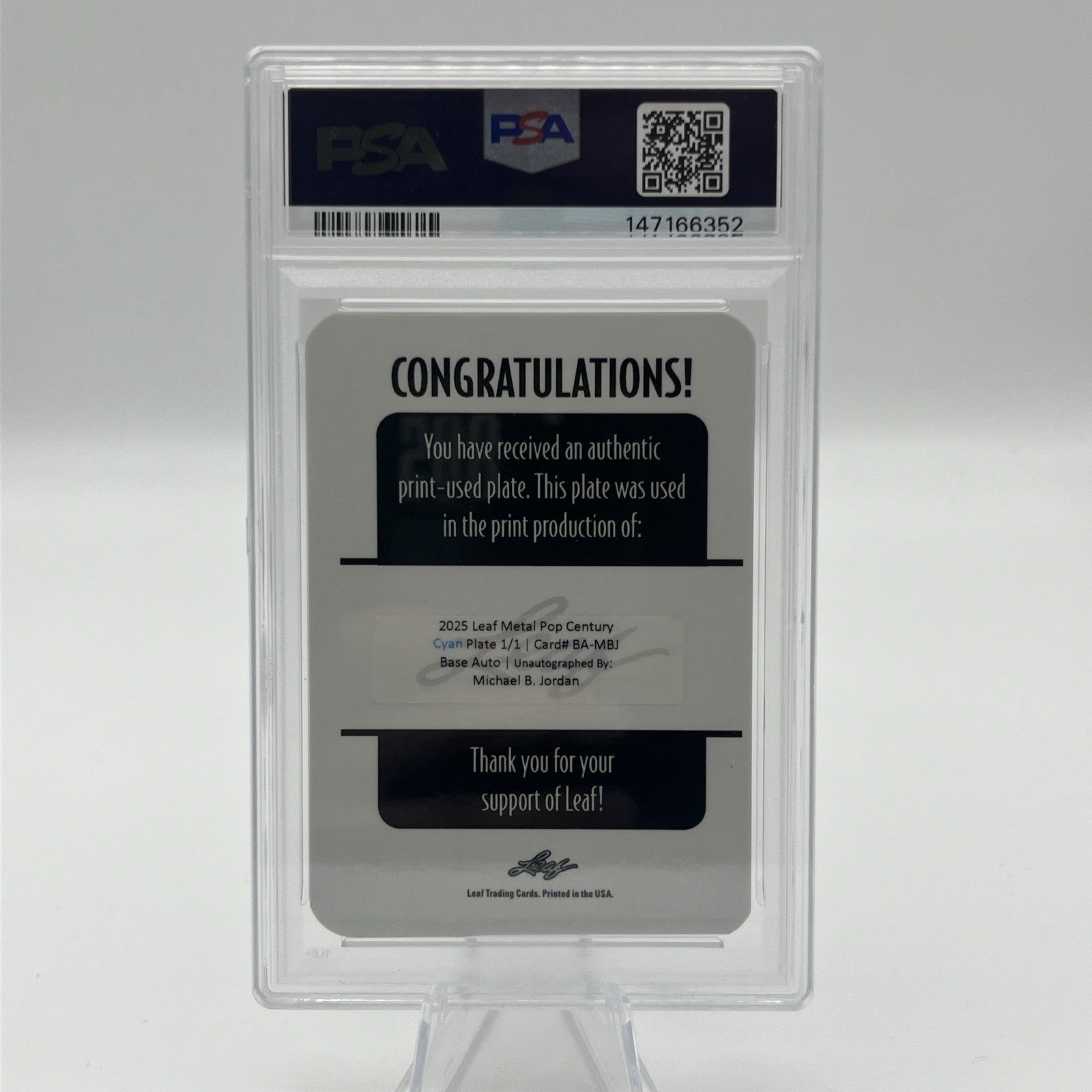 2025 Metal Pop Century Michael B. Jordan Auto-Cyan Printing Plate 1/1 PSA 