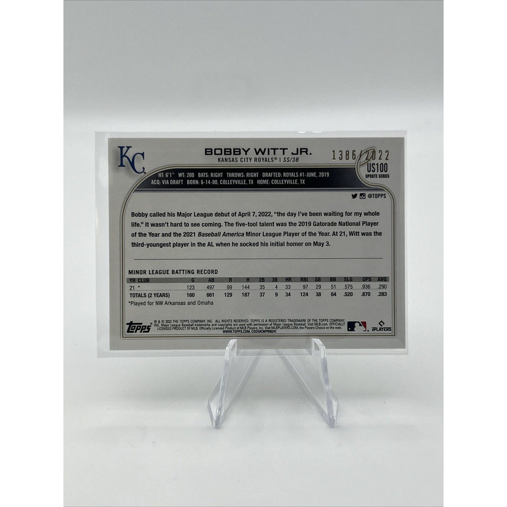 2022 Topps Update Series - Bobby Witt Jr. #US100 Gold /2022 (RC)
