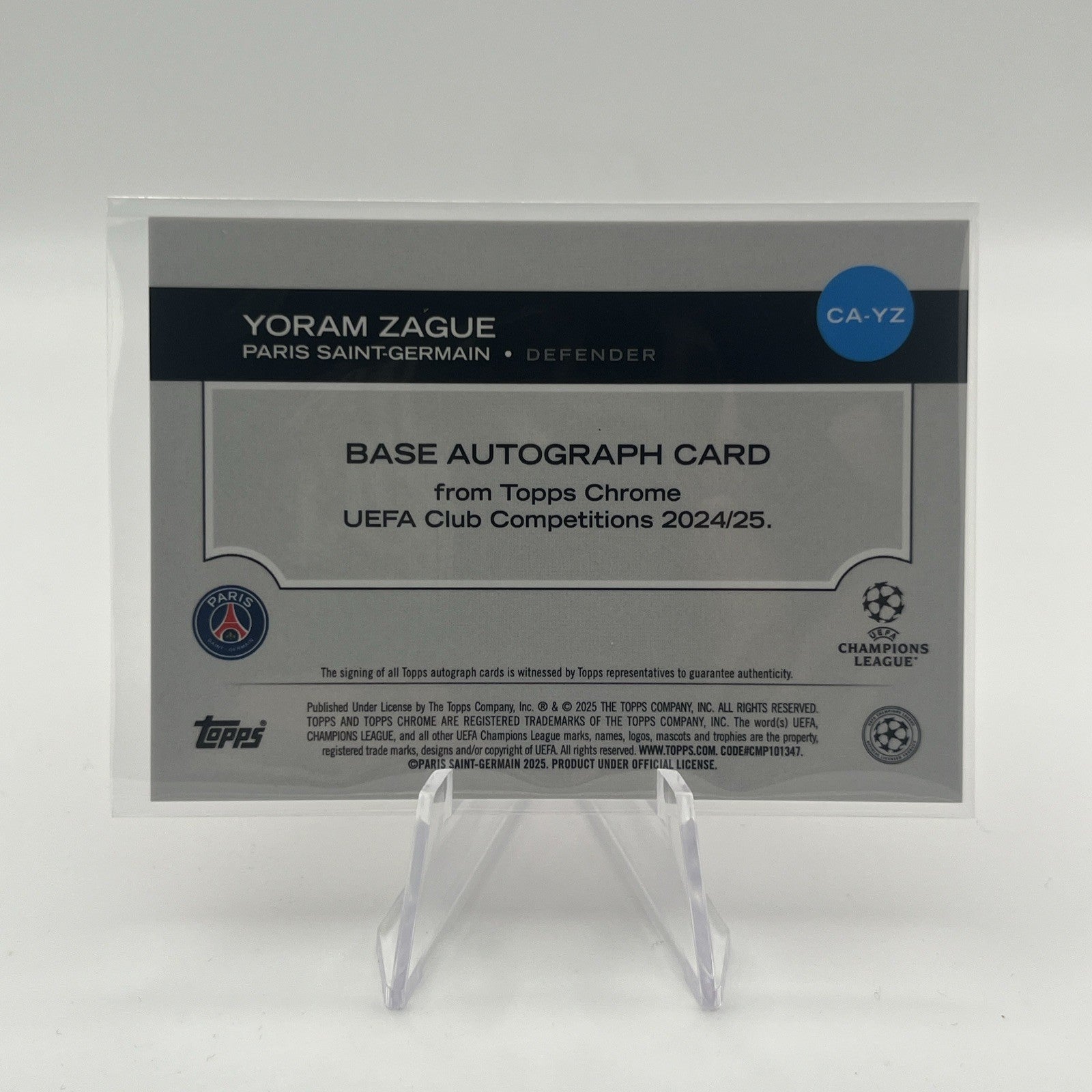 2024-25 Topps Chrome UEFA Yoram Zague Auto RC Pink Lava Refractor #/250 PSG