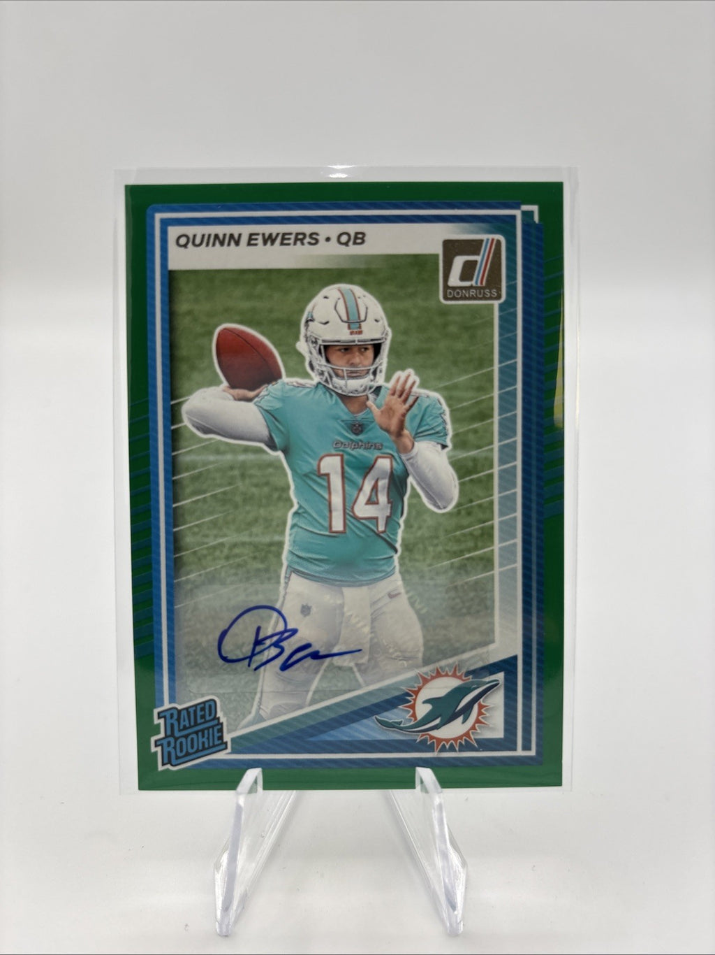 2025 Panini Donruss - Rated Rookie Quinn Ewers #342 Green Autographs (AU, RC)