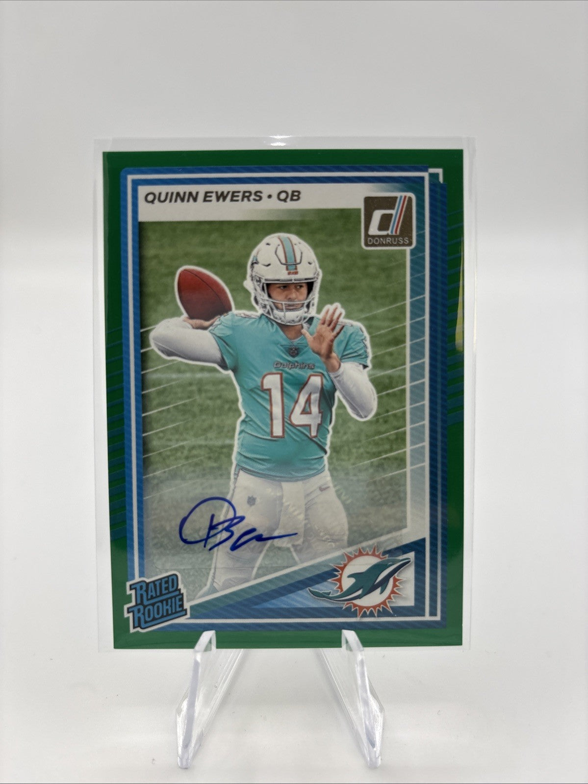 2025 Panini Donruss - Rated Rookie Quinn Ewers #342 Green Autographs (AU, RC)