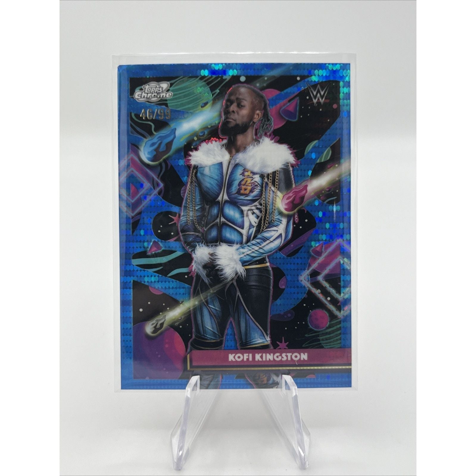 2026 Topps Chrome Cosmic WWE Kofi Kingston #34 Blue Moon /99 Sp