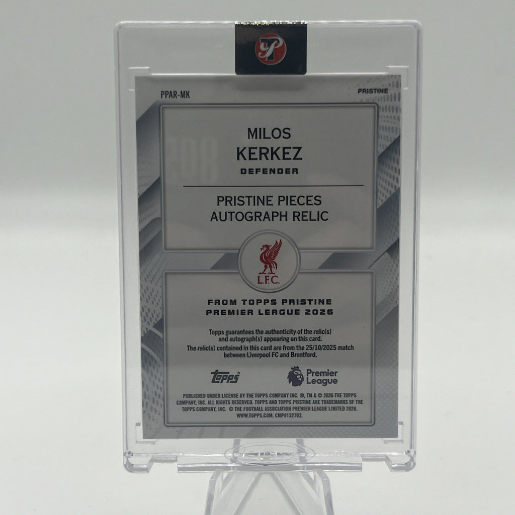 2025-26 Pristine Premier League Milos Kerkez Gold Refractor Patch Auto /50