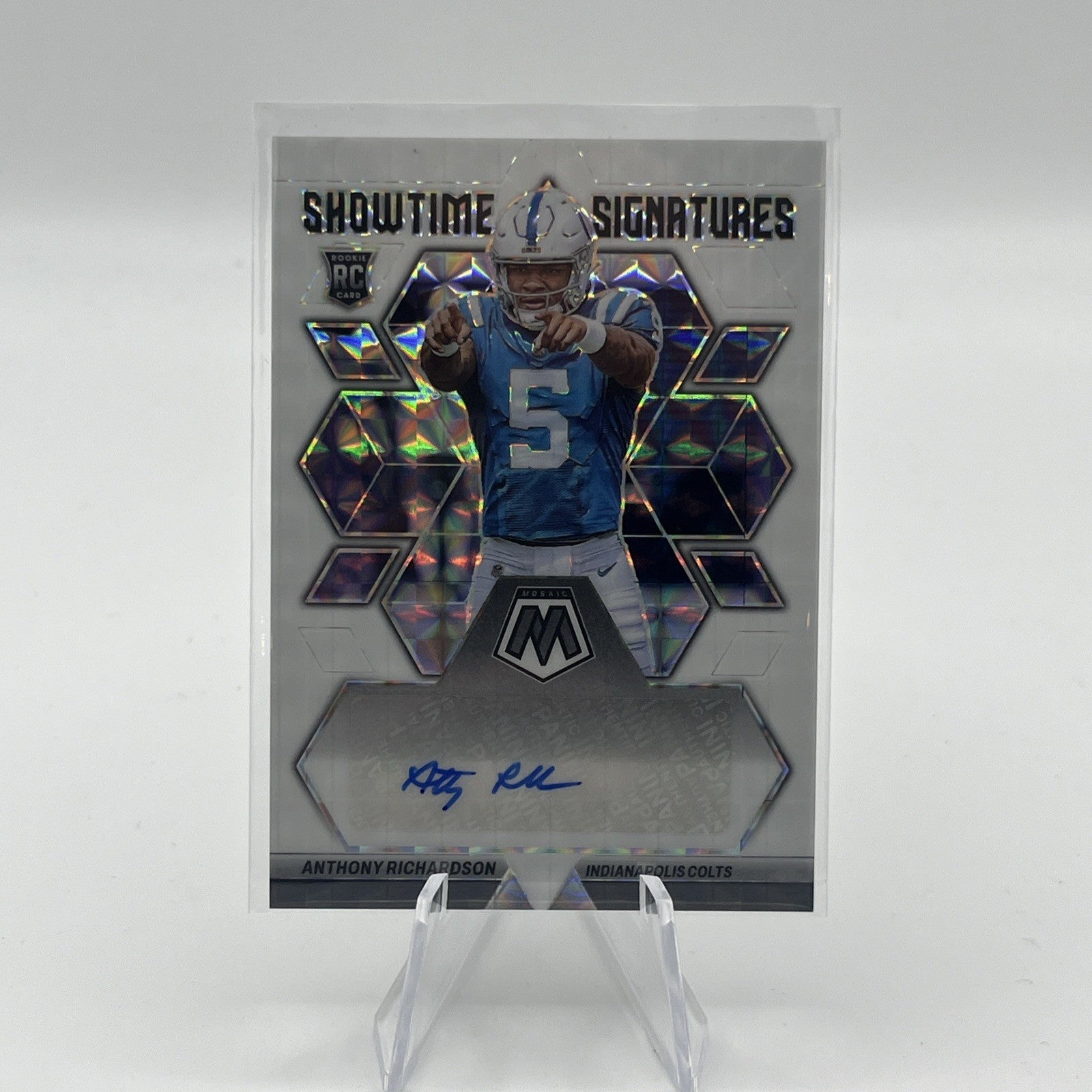 2023 Mosaic Anthony Richardson #SS-AR SHOWTIME SIGNATURES White Mosaic #/13
