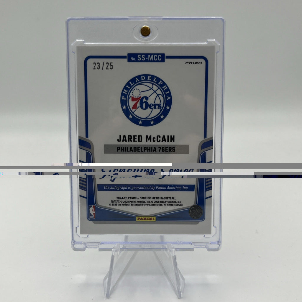 2024-25 Panini Optic - Signature Series Jared McCain Blue Prizm /25 (AU, RC)