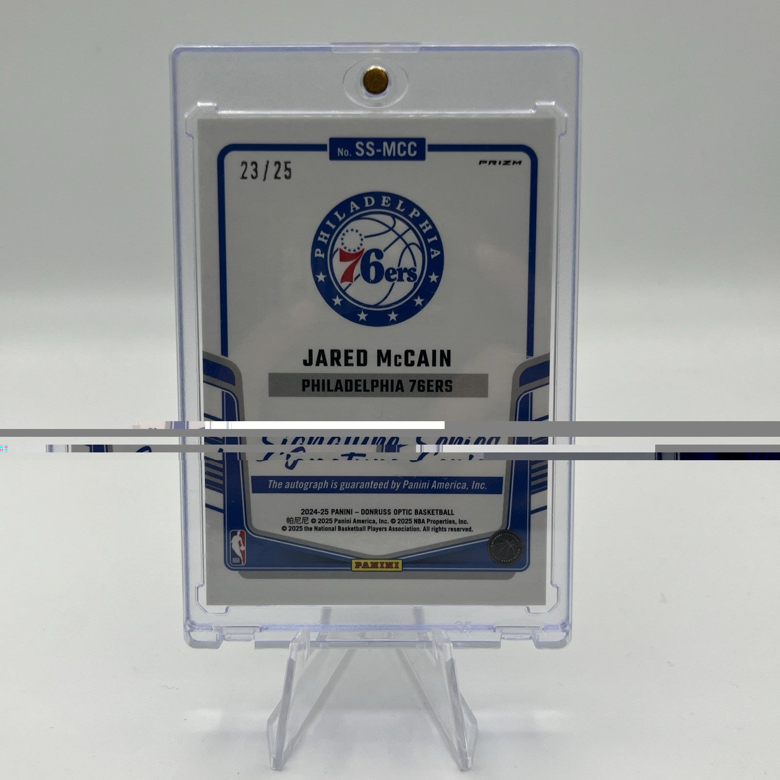 2024-25 Panini Optic - Signature Series Jared McCain Blue Prizm /25 (AU, RC)