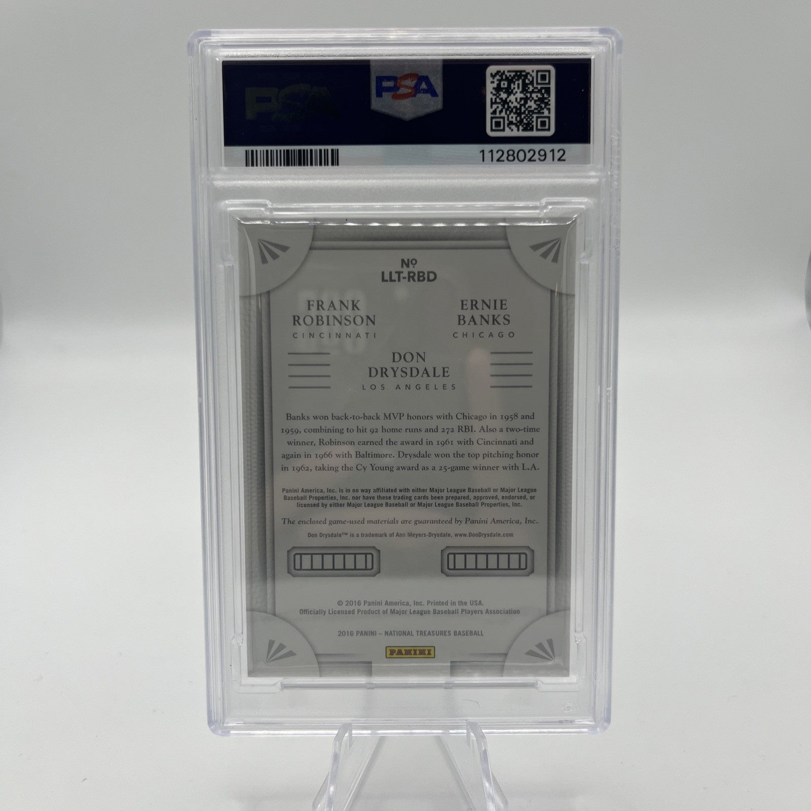 2016 Panini National Treasures Robinson/Banks/Drysdale Relic #/49 PSA 7 POP 1