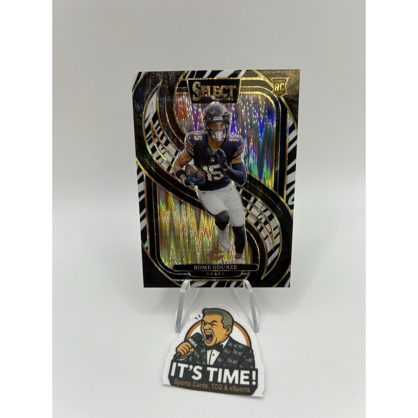 2024 Panini Select #136 Rome Odunze Zebra Prizm Shock Premier Level RC