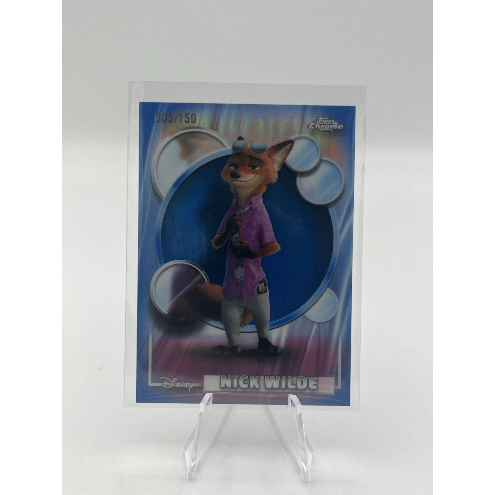 Topps 2026 Topps Chrome Disney Zootopia Nick Wilde #67 Blue Refractor /150