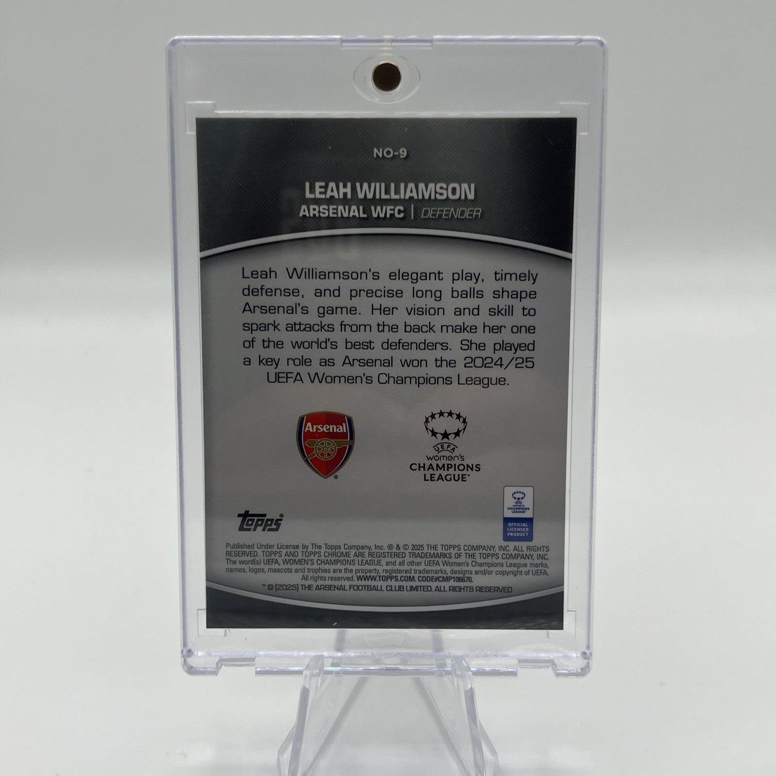 Leah Williamson Noble One Topps Chrome Women’s UEFA 24-25 SSP
