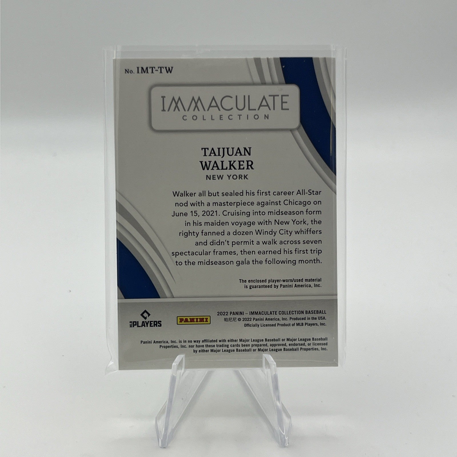 2022 Panini Immaculate Taijuan Walker Relic #10/10