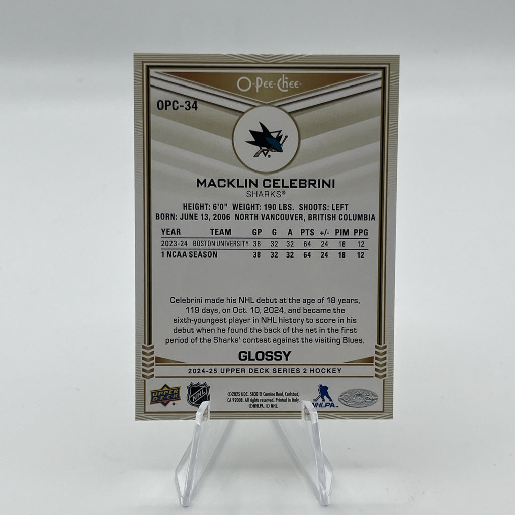 2024-25 Upper Deck Series 2 - O-Pee-Chee Glossy Macklin Celebrini #OPC-34 (RC)