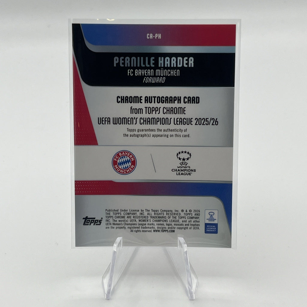 2025-26 Topps Chrome Womens UEFA #CA-PH Pernille Harder Purple Wave Auto /75
