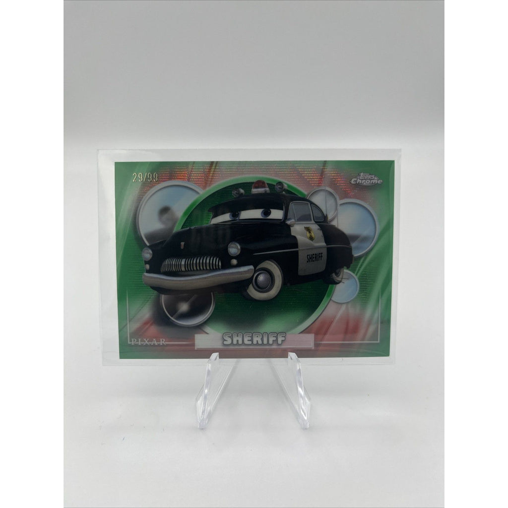 Topps 2026 Pixar Chrome Cars Sheriff #26 Green Wave Refractor #/99