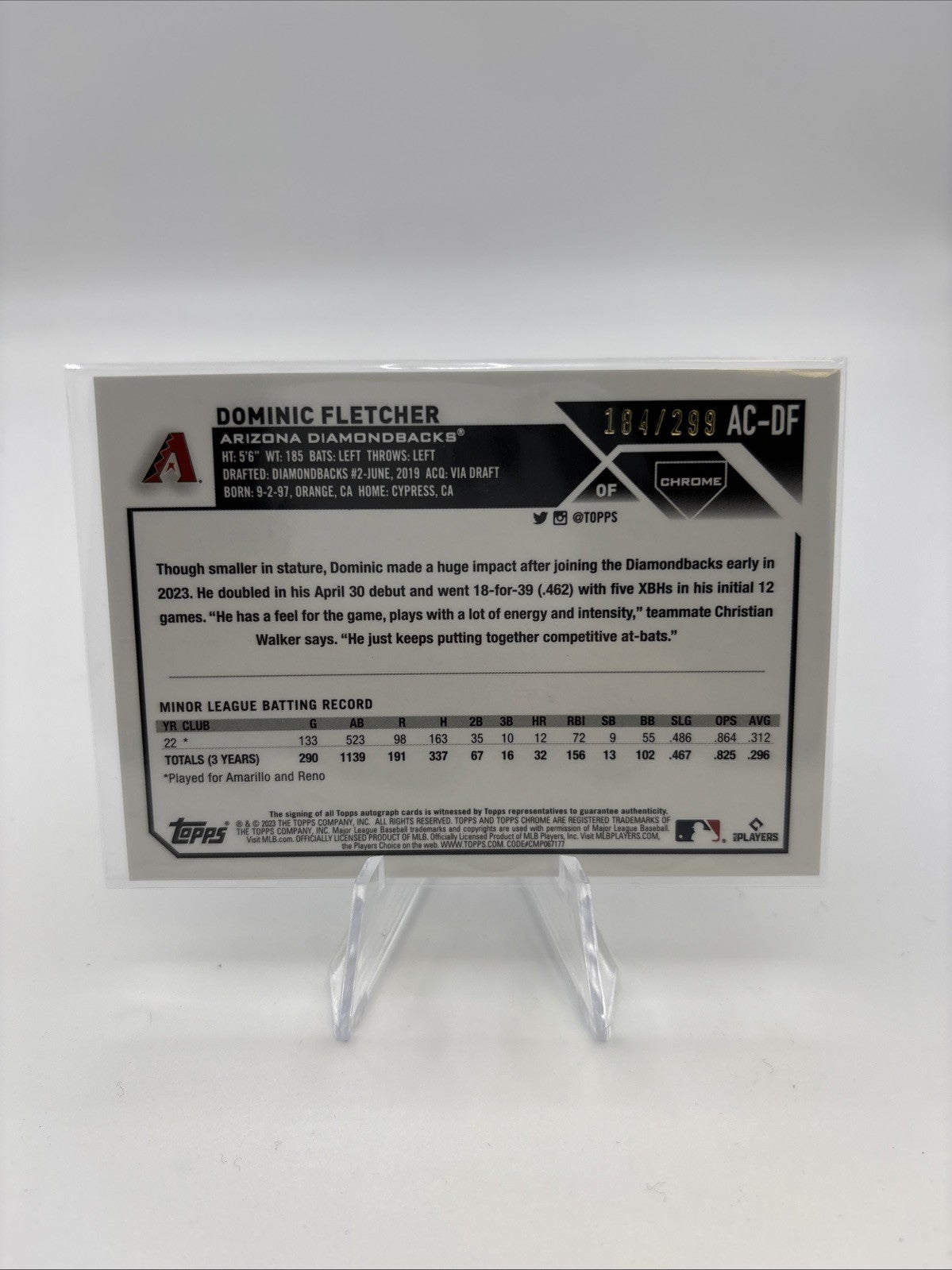 2023 Topps Chrome Update Series - Autographs Dominic Fletcher #AC-DF Purple...