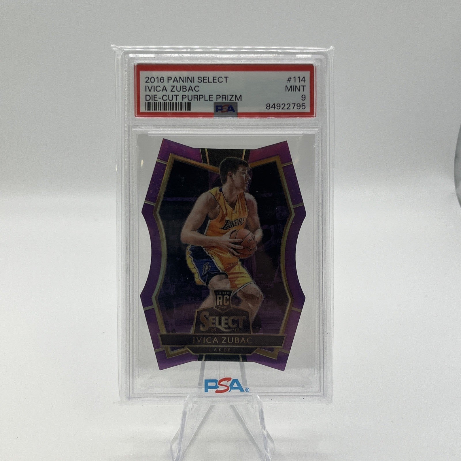 2016 Panini Select Ivica Zubac Die Cut Purple Prizm #/99 PSA 9