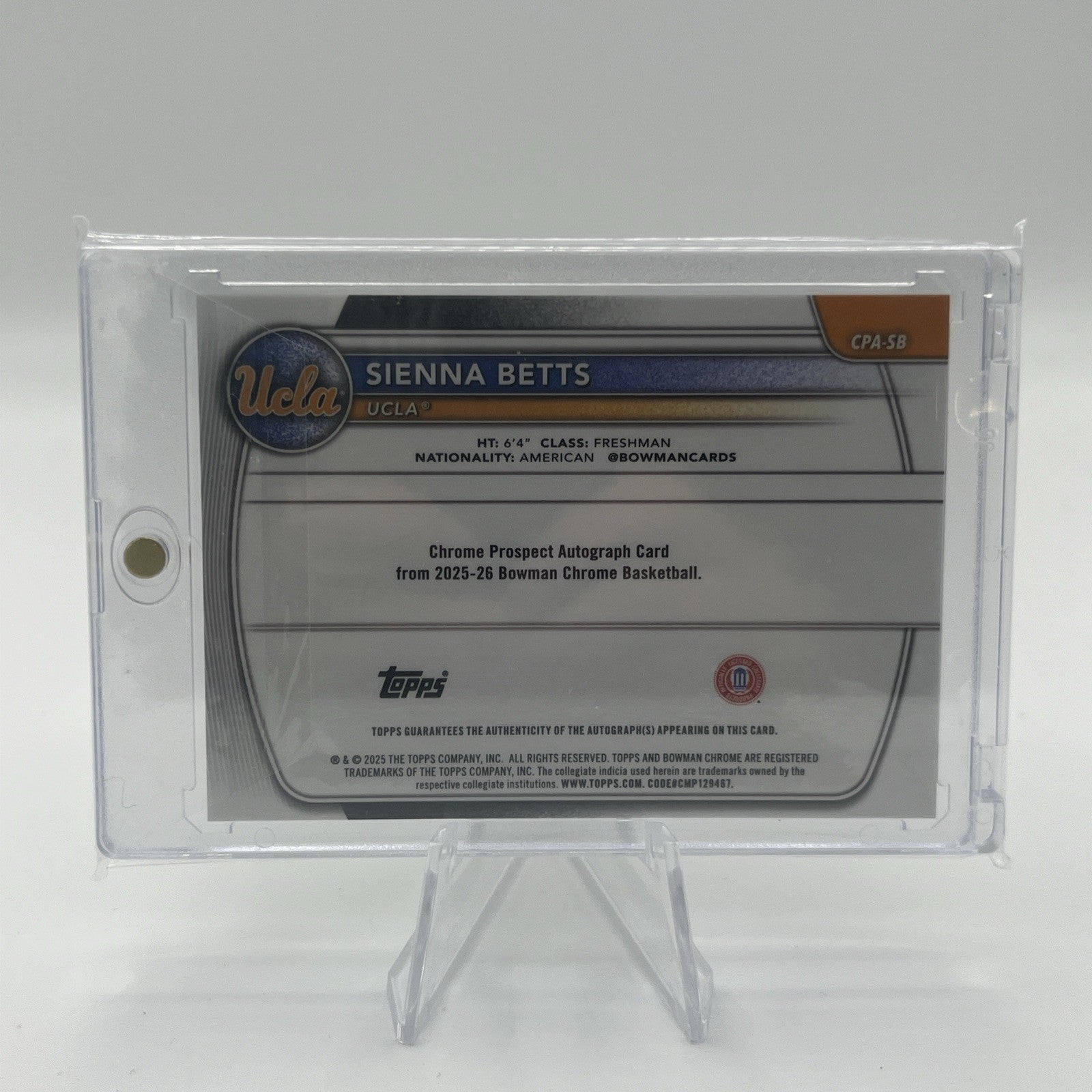 Topps 2025-2026 Bowman Chrome Sienna Betts Green Autograph /99 UCLA Bruins