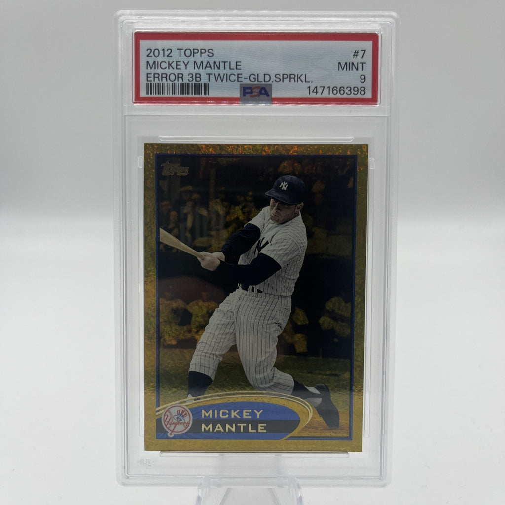 2012 Topps Mickey Mantle Error 3B Twice Gold Sparkle PSA 9